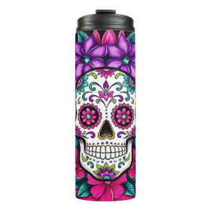 Vibrant Sugar Skull Thermal Tumbler