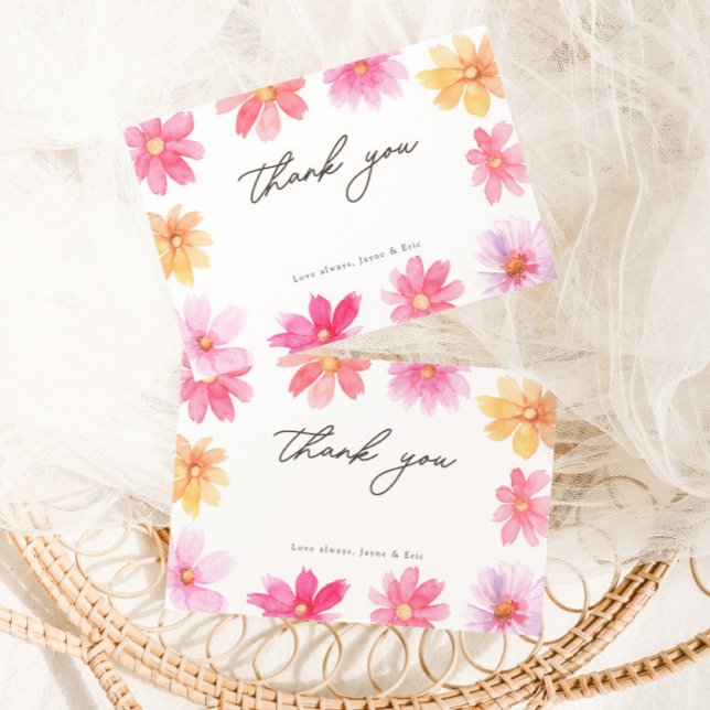 Vibrant Summer Baby in Bloom Floral Wildflower Thank You Card (Creator Uploaded)