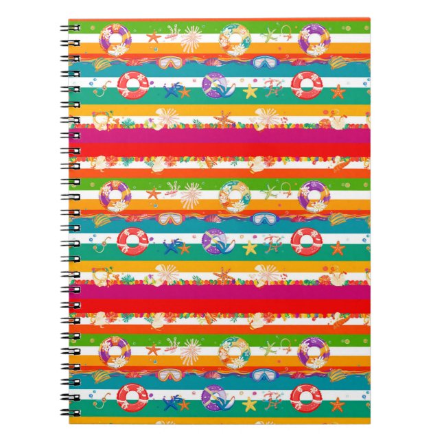 Vibrant Summer Beach Themed Design Notebook (Front)