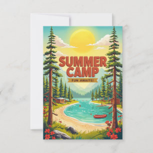 Vibrant Summer Camp Adventure Illustration Card