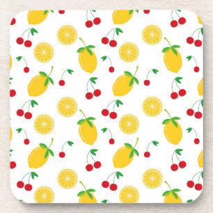 Vibrant Summer Citrus and Cherries Coaster