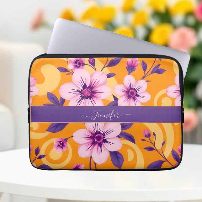 Vibrant Summer Floral-Dopamine Style- Laptop Sleeve (Vibrant Summer Floral-Dopamine Style- Laptop Sleeve )