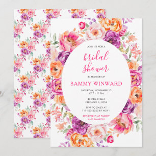 Vibrant Summer Floral Flowers Bridal Shower Invitation