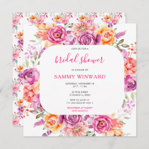 Vibrant Summer Floral Flowers Bridal Shower Invitation
