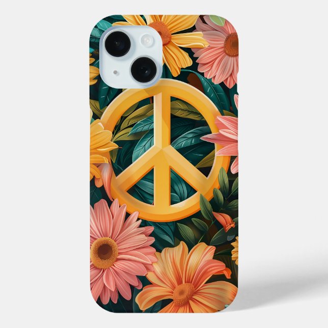 Vibrant Summer Floral Peace Sign Phone Case (Back)