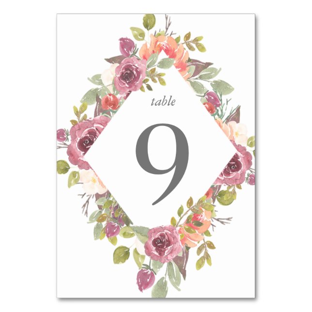 Vibrant Summer Floral Table Card (Front)