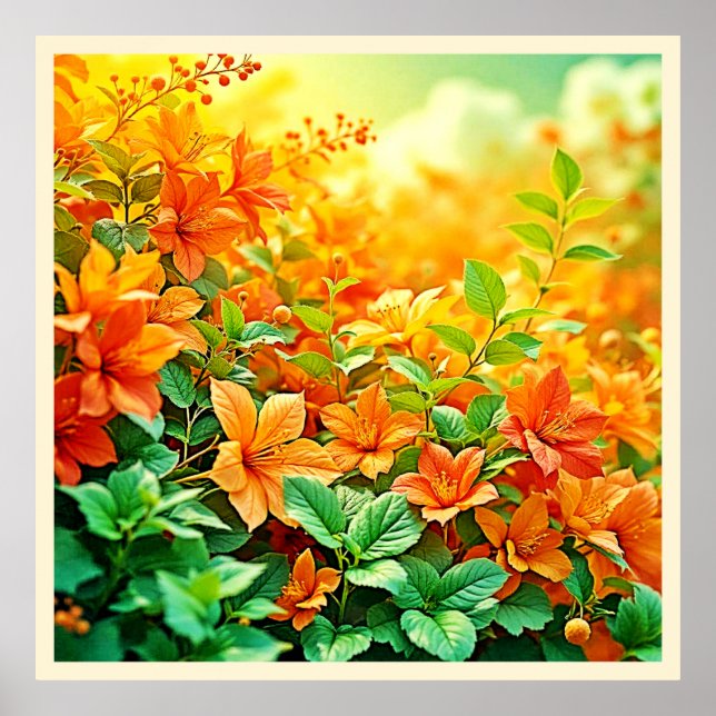 Vibrant Summer Flowers Poster (Front)