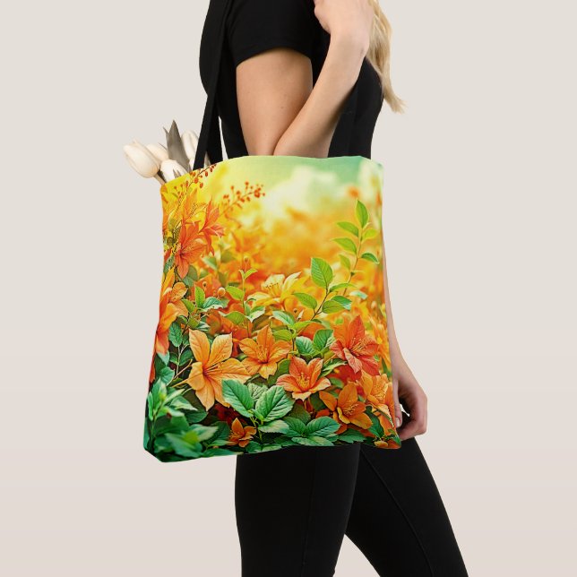 Vibrant Summer Flowers Tote Bag (Close Up)