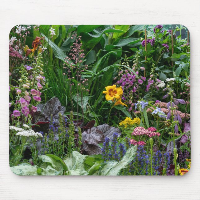 Vibrant Summer Garden Flowers Pattern Background Mouse Pad (Front)