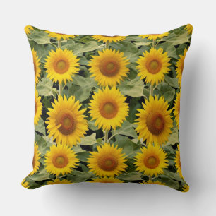 Vibrant Summer Sunflowers Seamless Pattern with Go Cushion