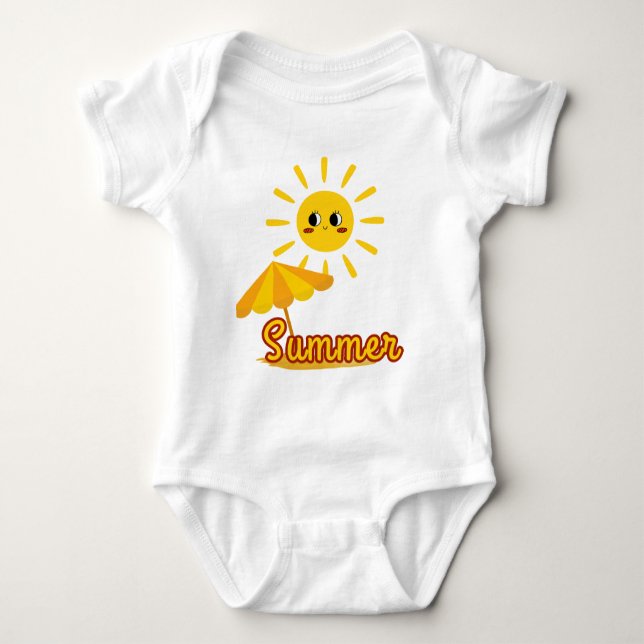 Vibrant Summer Sunshine Design Baby Bodysuit (Front)