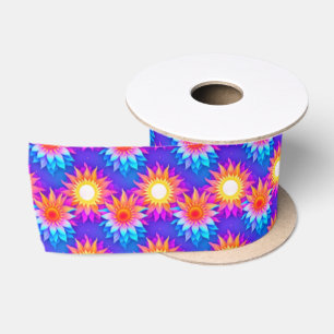 Vibrant Summer Sunshine Pattern Satin Ribbon