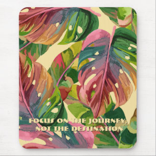 Vibrant Summer Tropical Pattern Custom Text Office Mouse Pad