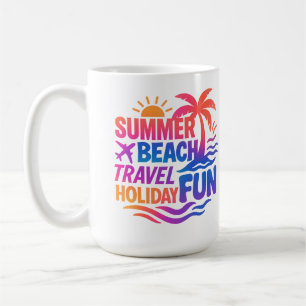Vibrant Summer Typography Collage with Graphic Fus Coffee Mug