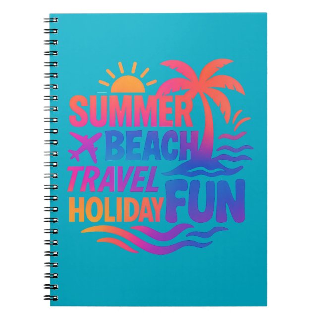 Vibrant Summer Typography Collage with Graphic Fus Notebook (Front)