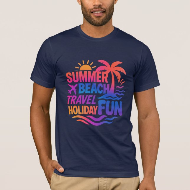 Vibrant Summer Typography Collage with Graphic Fus T-Shirt (Front)