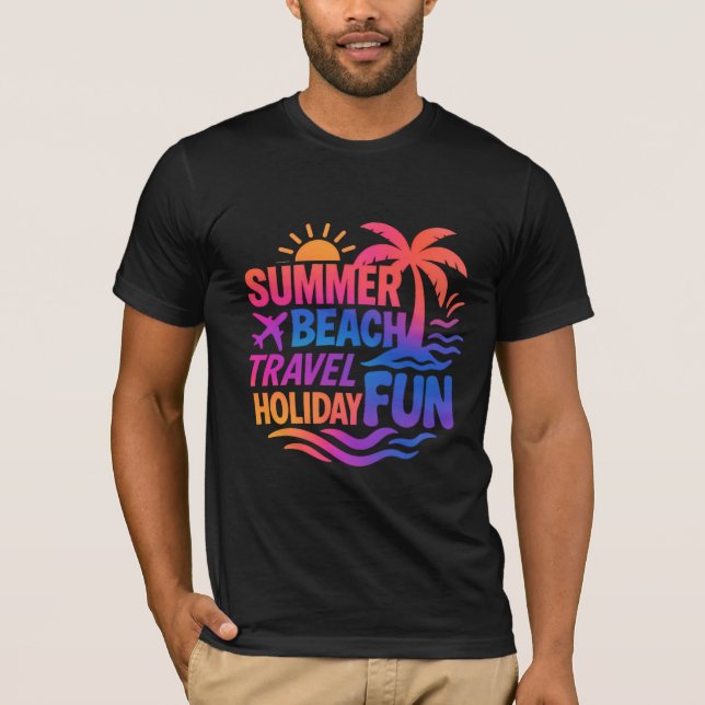Vibrant Summer Typography Collage with Graphic Fus T-Shirt (Front)