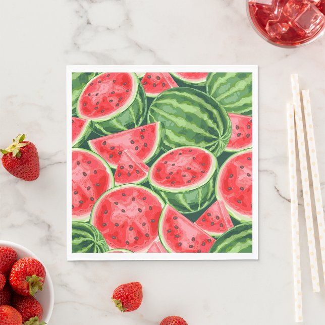 Vibrant Summer Watermelon Slices Pattern Napkin (Creator Uploaded)