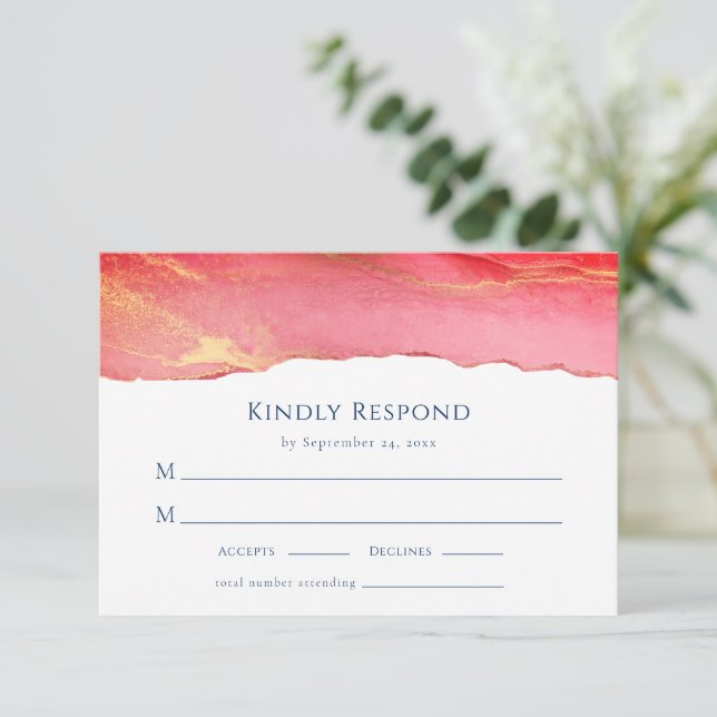 Vibrant Summer Wedding RSVP Response Card (Standing Front)