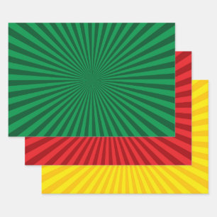 Vibrant Sunburst Pattern Trio Wrapping Paper Sheet
