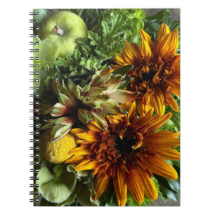 Vibrant Sunflower and Alstroemeria Bouquet Noteboo Notebook