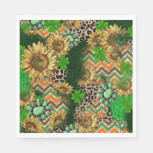 Vibrant Sunflower and Shamrock Napkin