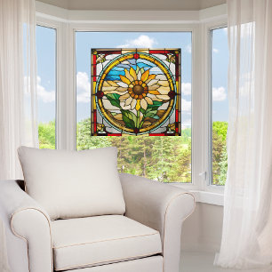 Vibrant Sunflower Faux Stained Glass 