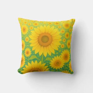 Vibrant Sunflower Field Pattern Cushion