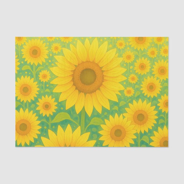 Vibrant Sunflower Field Pattern Tissue Paper (Front)
