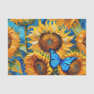 Vibrant Sunflower Floral And Butterfly  Tissue Paper