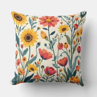 Vibrant Sunflower Garden Pattern.Modern Outdoor Cushion