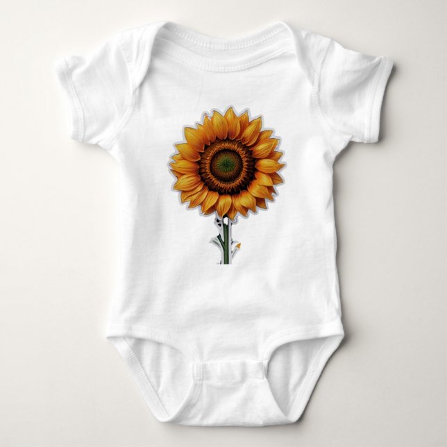 Vibrant Sunflower Illustration Design  Baby Bodysuit (Front)