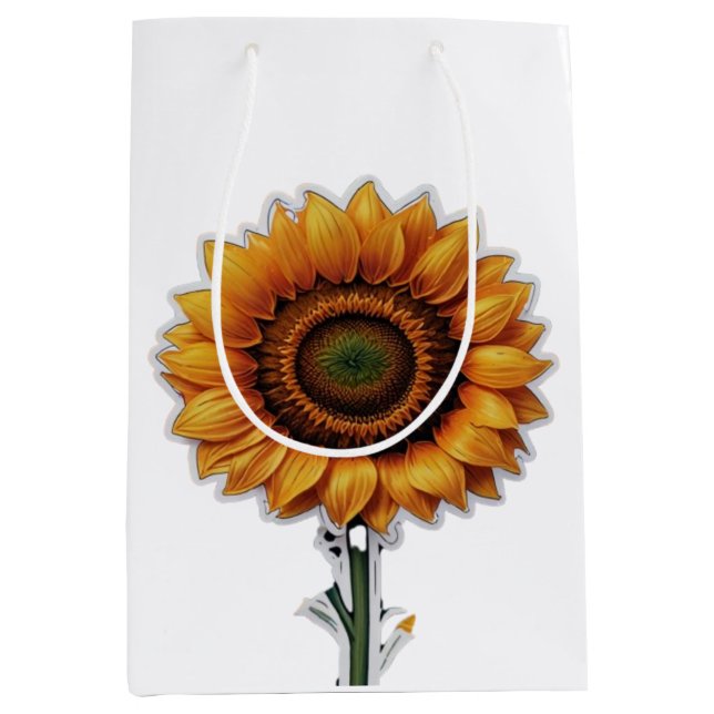 Vibrant Sunflower Illustration Design  Medium Gift Bag (Front)