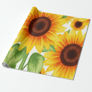 Vibrant Sunflower Pattern with Warm Yellow Blooms Wrapping Paper