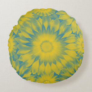 Vibrant Sunflower Tie-Dye Art Round Cushion