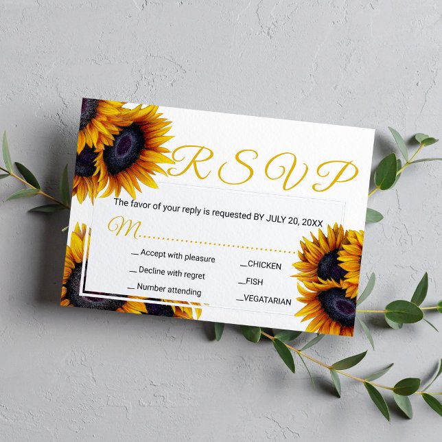 Vibrant Sunflowers | Summer Wedding Meal Options RSVP Card (Creator Uploaded)