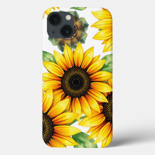 Vibrant Sunflowers Watercolor Pattern iPhone 13 Case