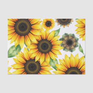 Vibrant Sunflowers Watercolor Pattern Tissue Paper