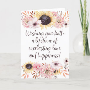 Vibrant Sunflowers Wedding Congratulations Card