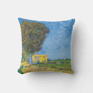 Vibrant Sunny Path & Yellow House by Van Gogh Cushion