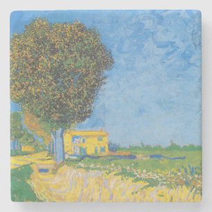 Vibrant Sunny Path & Yellow House by Van Gogh Stone Coaster