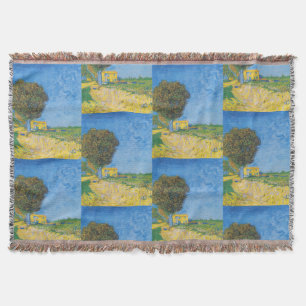 Vibrant Sunny Path & Yellow House by Van Gogh Throw Blanket