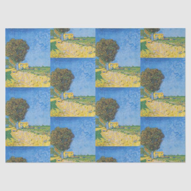 Vibrant Sunny Path & Yellow House by Van Gogh Tissue Paper (Front)
