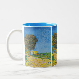 Vibrant Sunny Path & Yellow House by Van Gogh Two-Tone Coffee Mug