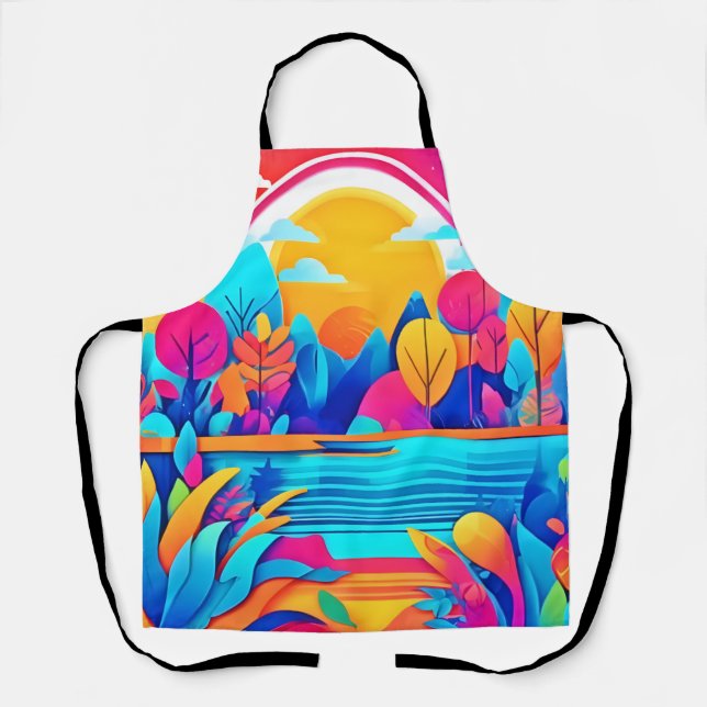 Vibrant Sunrise Landscape Apron (Front)