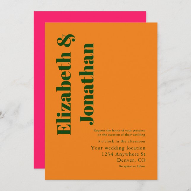 Vibrant Sunrise Minimalist Mix & Match Wedding Invitation (Front/Back)