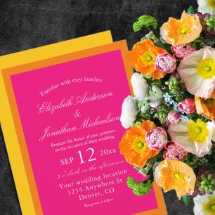 Vibrant Sunrise Minimalist Mix & Match Wedding Invitation