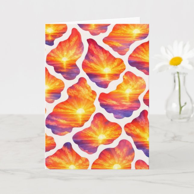 Vibrant Sunrise Ocean Pattern Card (Small Plant)
