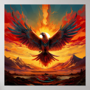 Vibrant Sunrise Phoenix Poster - Majestic Wildlife