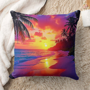 Vibrant Sunset Beach Dream Design Cushion